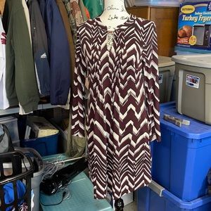 New York & Company burgundy/black/white dress
